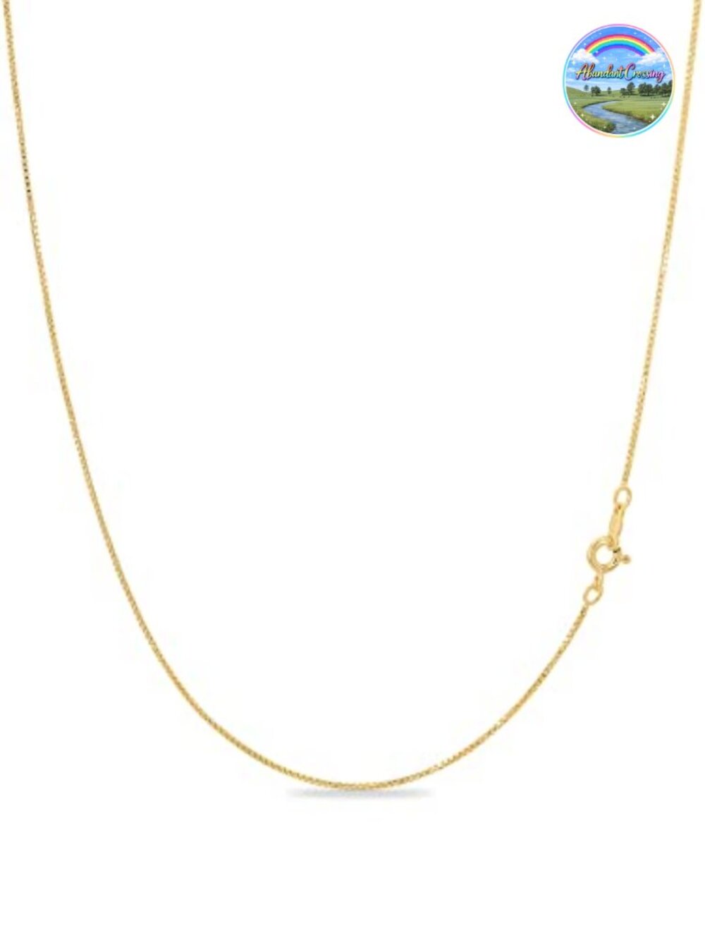 18K Gold Plated 925 Sterling Silver Box Chain Necklace Women 15 Inch